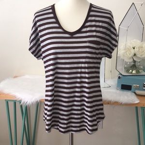 Brown and Gray Striped Tee in size Large 12 / 14